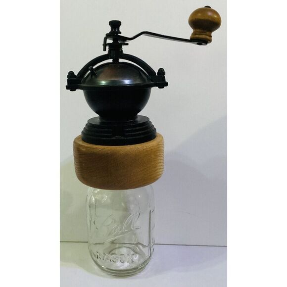 Vintage Style Canning Jar Coffee Grinder Country Farmhouse Decor Kitchen - Picture 8 of 9
